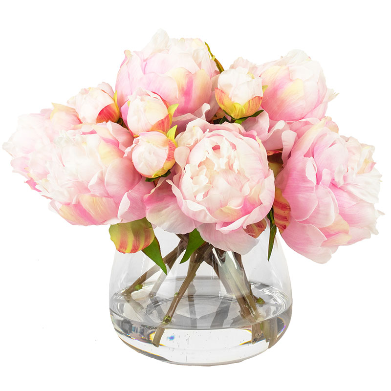 Pink Peony Spray in Tulip Vase